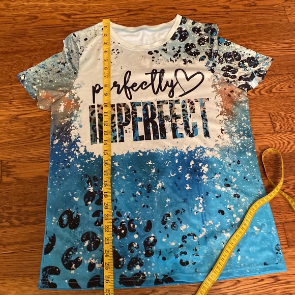 NWOT MD Blue, Black, Tan Speckled Paint Splatter Pattern PERFECTLY IMPERFECT Top - Picture 6 of 7